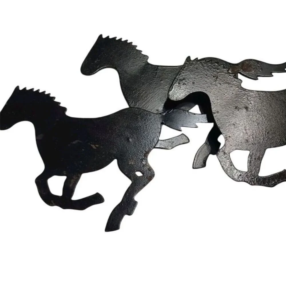 Vintage Americana 3D metal galloping horses Wall hanging art 16
